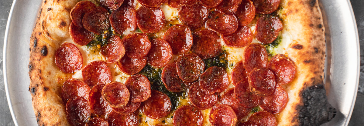 Pepperoni & Pistachio Pesto Pizza - Roccbox . Gozney