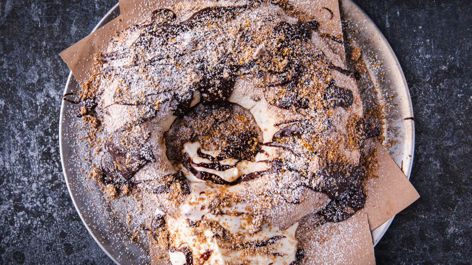 Christmas Chocolate Donut served on a plate