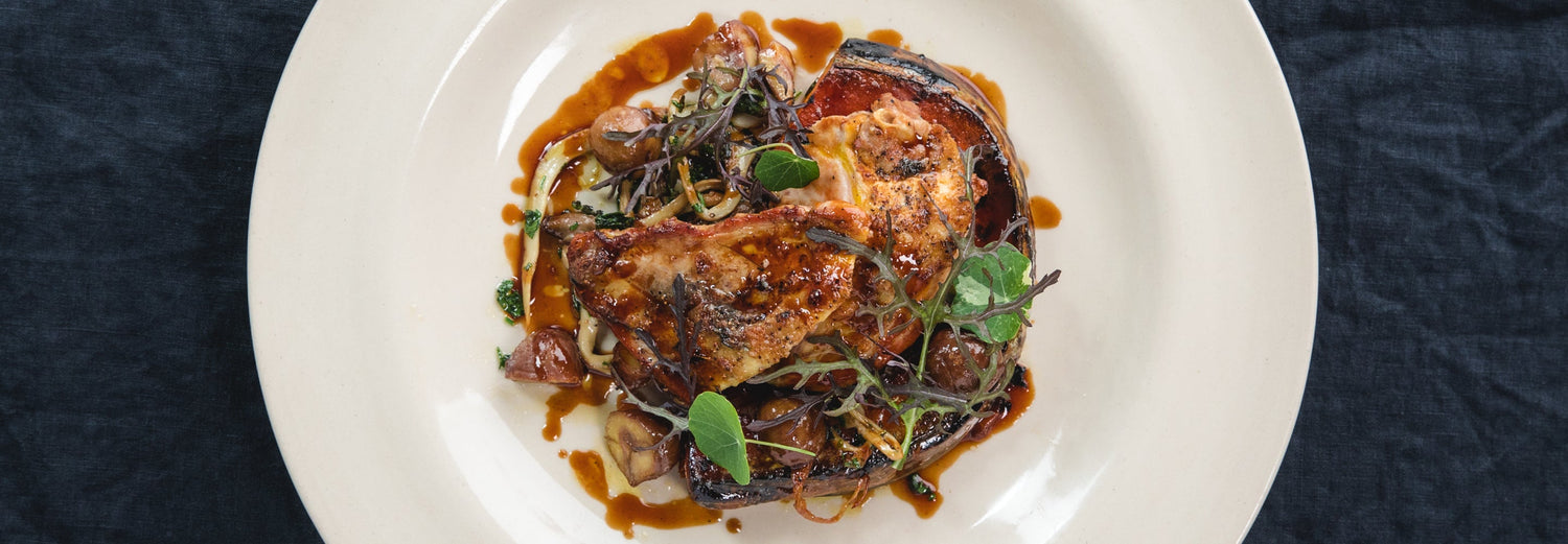 James Goldings' Pheasant Breast with Oyster Mushrooms - Gozney Roccbox recipe poster image
