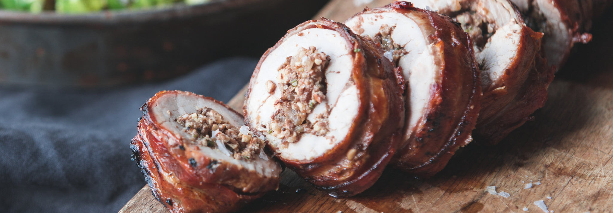 Pork Tenderloin with Mushroom Stuffing & Roasted Sprouts - Gozney - Roccbox