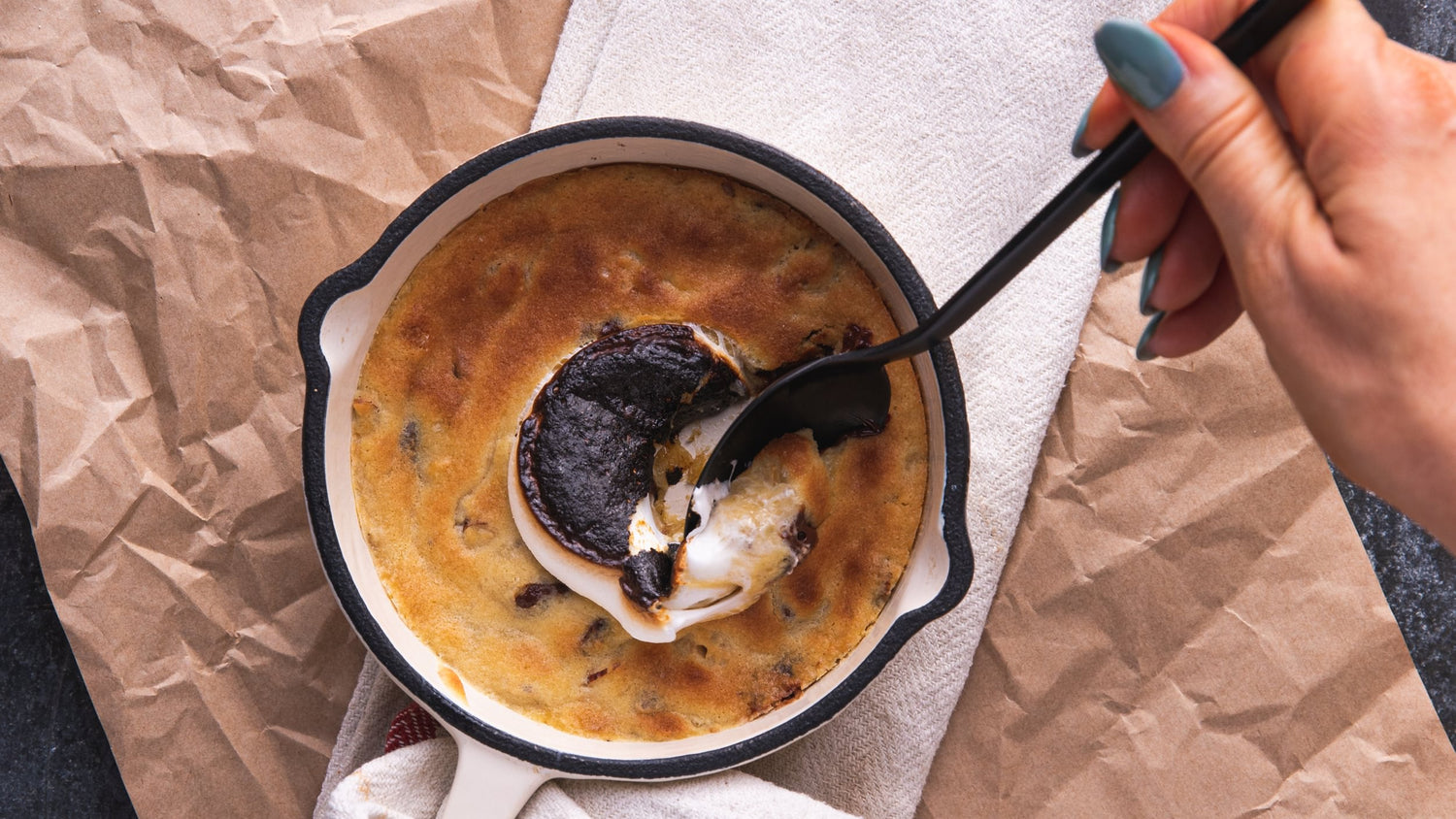 Skillet Chocolate Chip Cookie Recipe | Dessert recipes recipe poster image