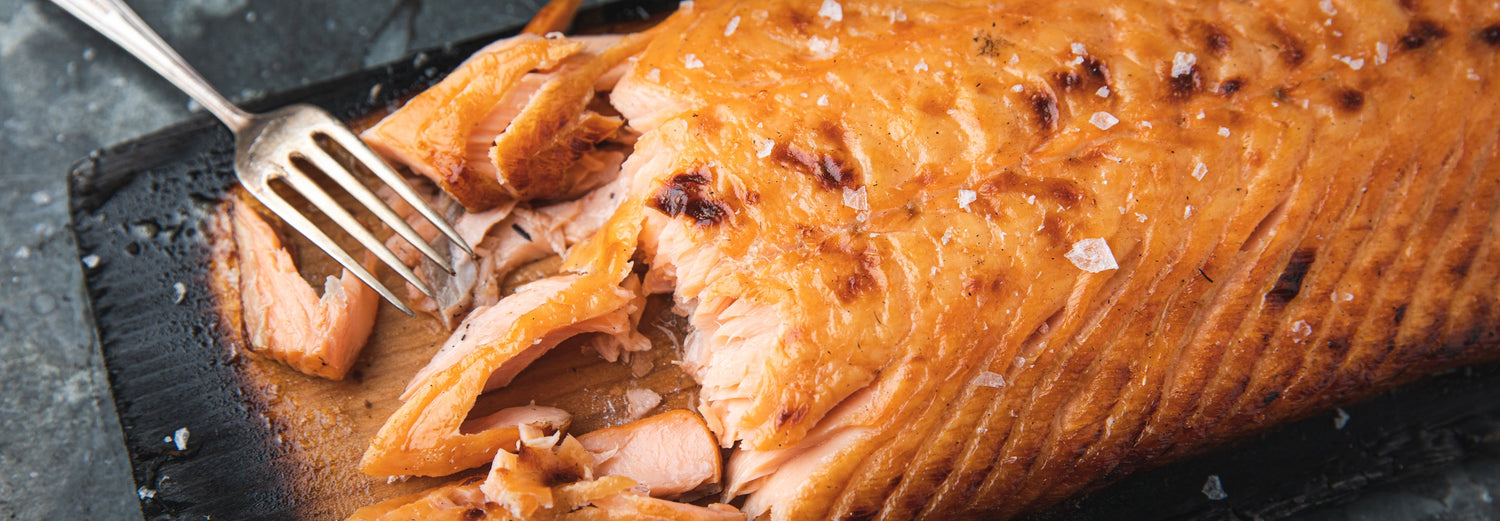 Cedar Plank Cooked Side Of Salmon - Roccbox recipe poster image