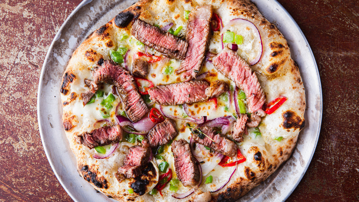 Philly Cheesesteak Pizza - Gozney Recipes - Pizza oven recipe poster image