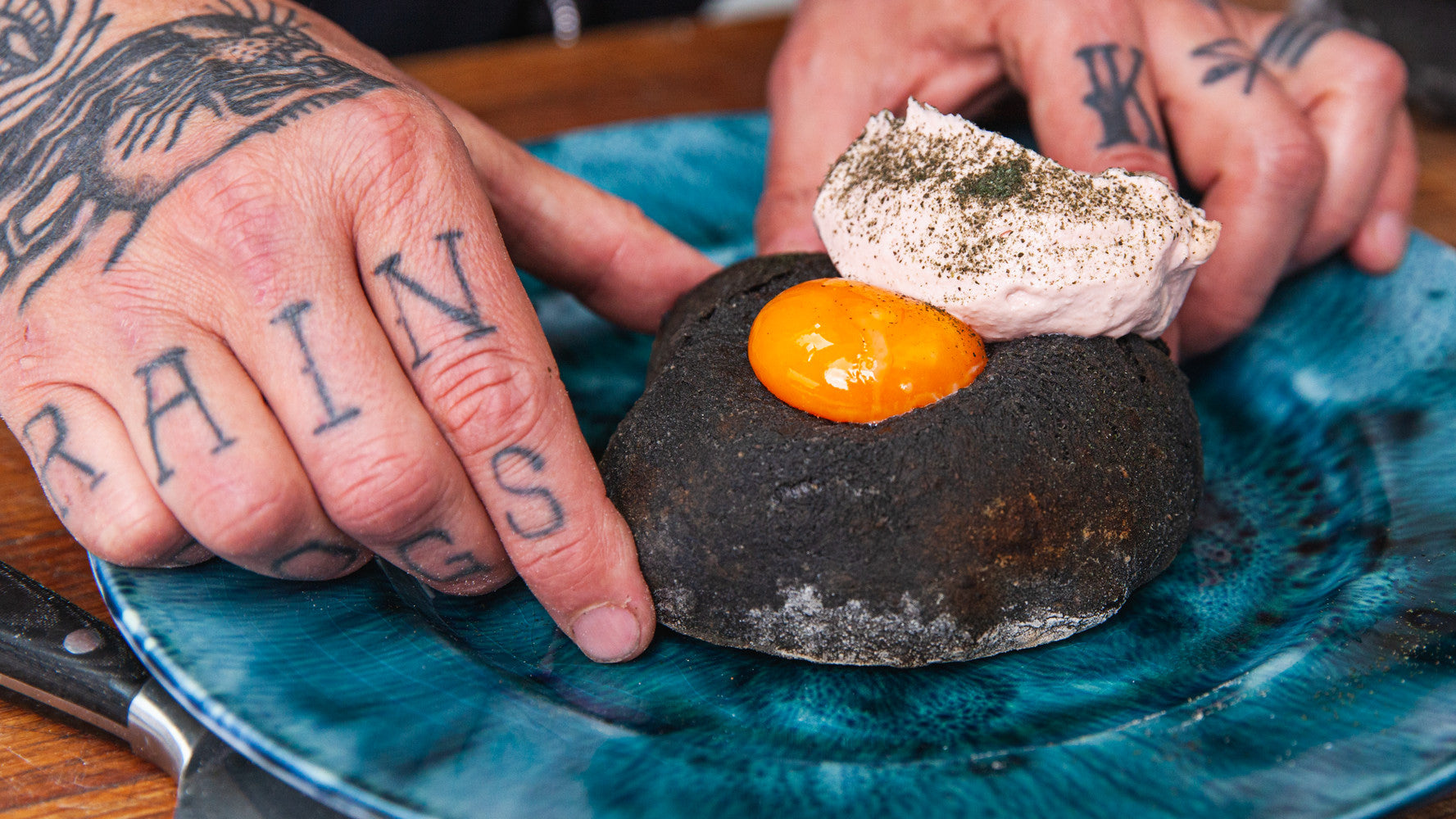 Squid Ink Flatbread with Smoked Cod's Roe Recipe | Gozney