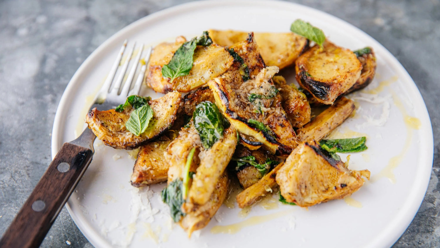 Wood Roasted Artichokes on a plate