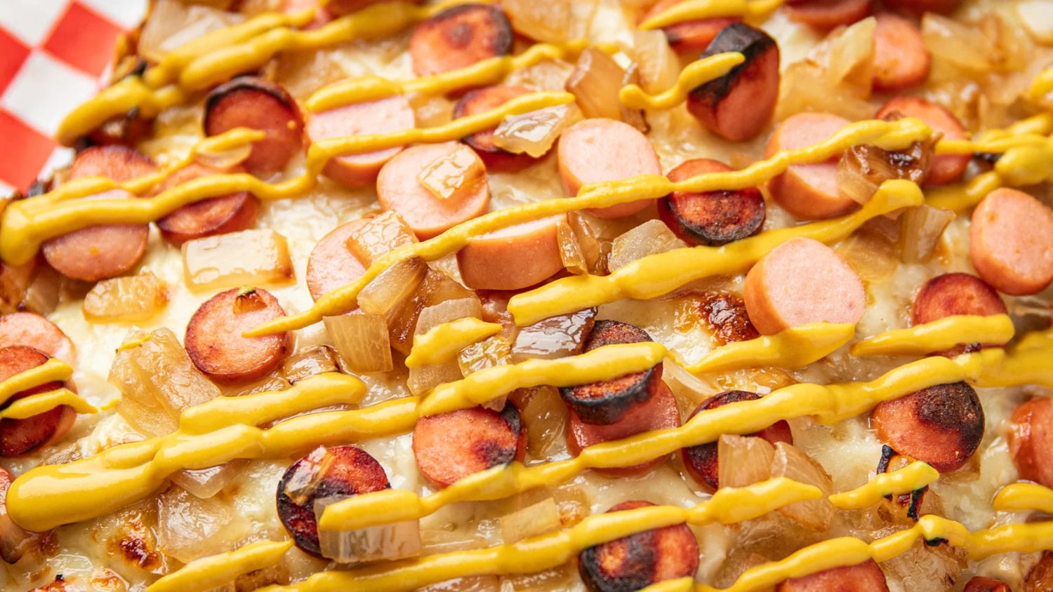 Hot Dog Detroit Style Pizza recipe poster image