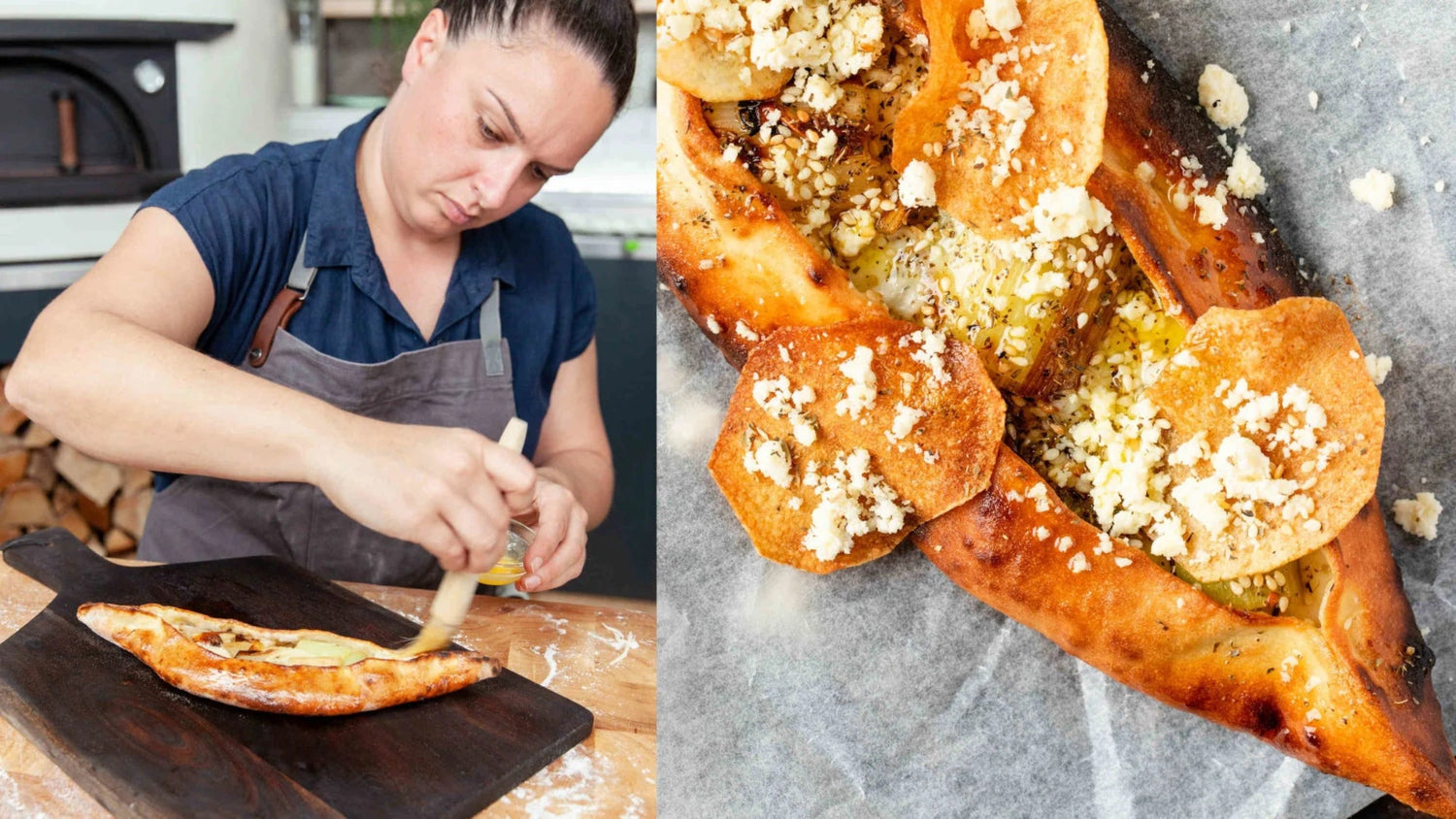 Cheese Pide with Charred Leeks and Crispy Potato recipe poster image