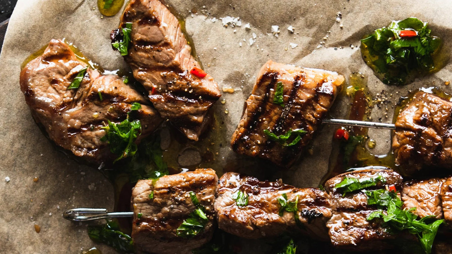 Rump Beef Skewers with Chimichurri recipe poster image