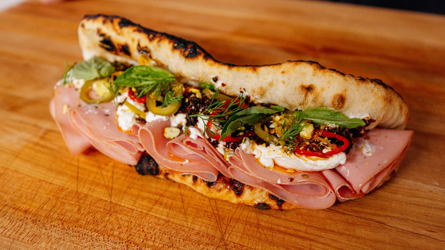 Spicy Mortadella Flatbread recipe poster image
