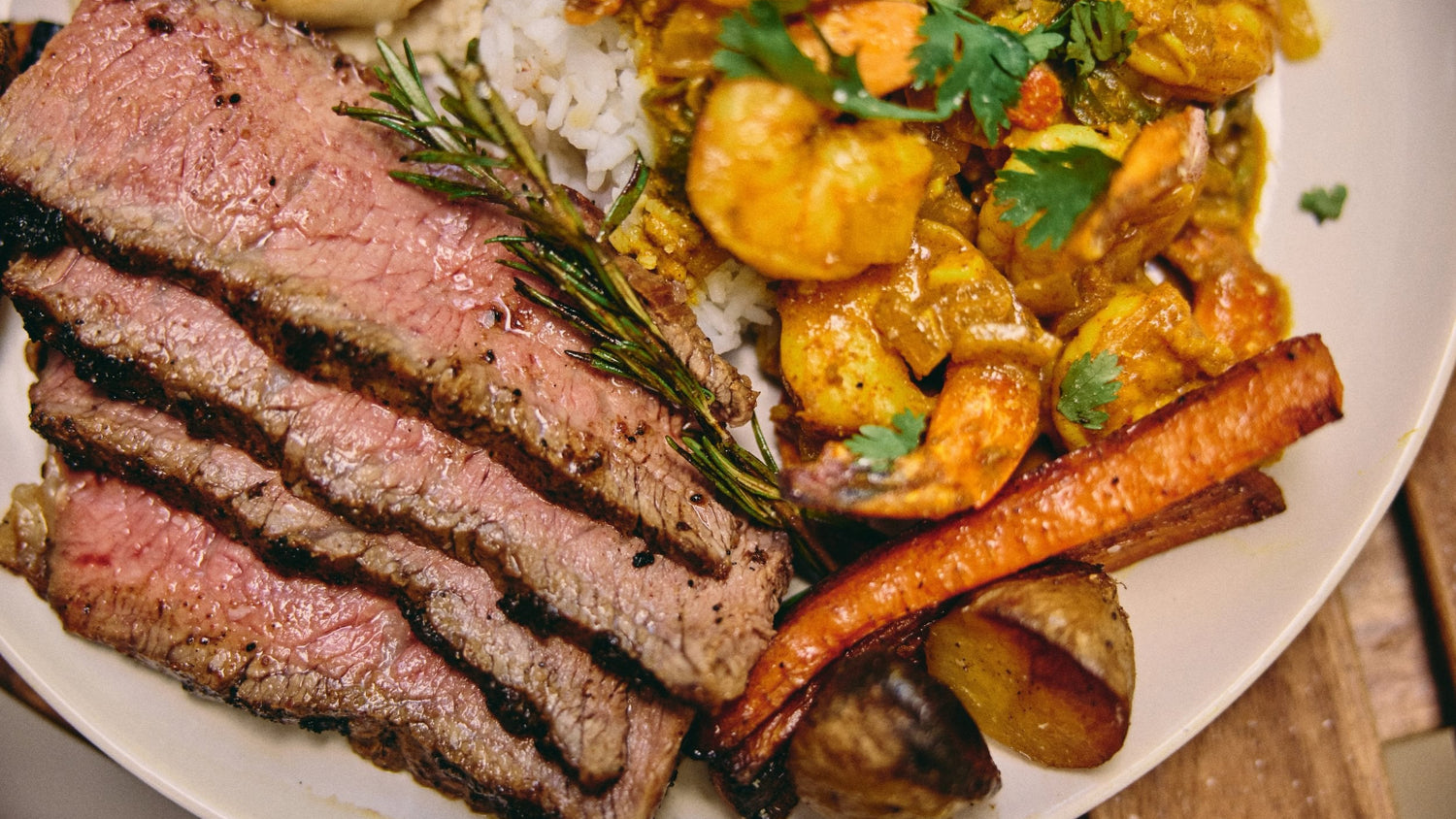 Surf n' Turf (Steak and Prawns) recipe poster image